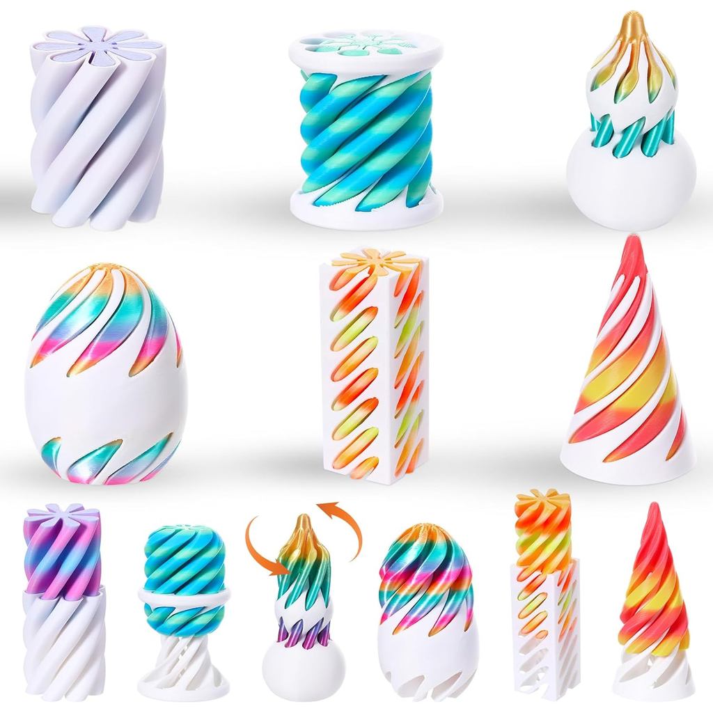 Conjunto de 6 Brinquedos Antiestresse Impossíveis de Passar, Brinquedos Antiestresse em Cone Espiral Impressos em 3D, Co