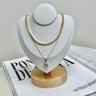 Colar Riviera + Colar Ponto de Luz Banhado a Ouro 18k