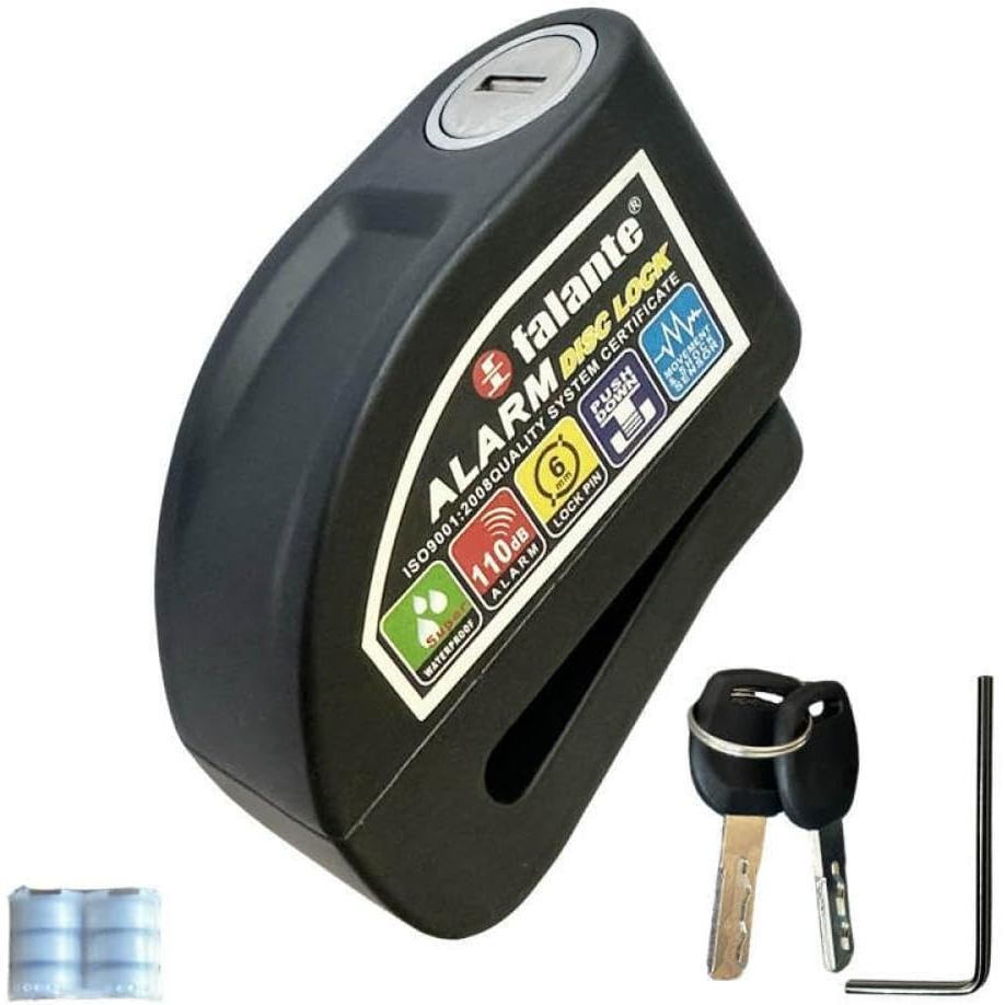 Trava de Disco para Motocicleta com Alarme Antifurto de 110dB, Cadeado Impermeável Compatível com a Maioria das Motocicl