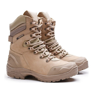 Bota Tática Militar Bege PRF Gogowear Cano Alto Trilha Aventura Coturno Militar 100% Couro Aventura Prova D'agua Confort em Oferta na Shopee