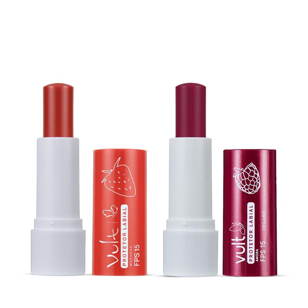 Combo Protetor Labial Vult: Morango 3,5g + Amora 3,5g em Oferta na Shopee