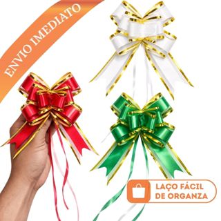 Kit 50 Laço Fácil Organza com Poliéster 30mm x 47cm Para Presente Com Filete Dourado Extra Luxo em Oferta na Shopee