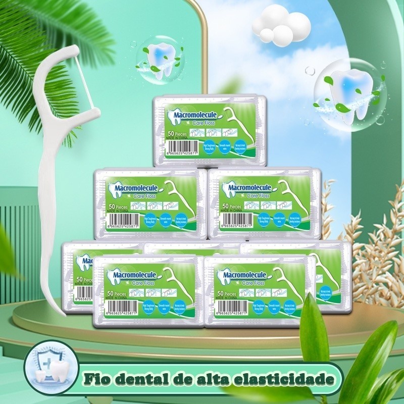50pcs Fio Dental Floss Pick Haste Rígida Higiene Bucal Limpeza de Caixinha Para Cuidado Oral
