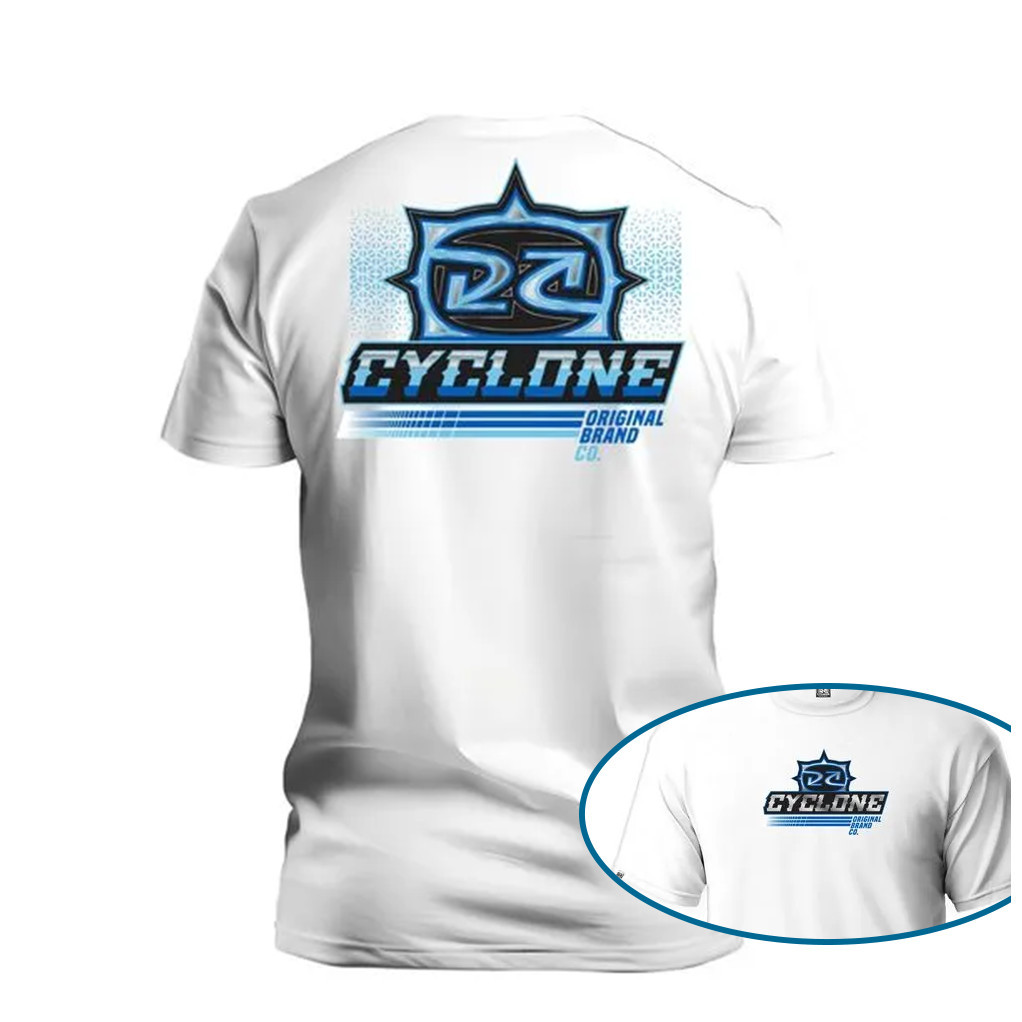 [Camiseta Premium em Algodão Puro]GXG Camiseta Preta Unisex, Design com Texto "Cyclone" e Número "22", Moda Urbana