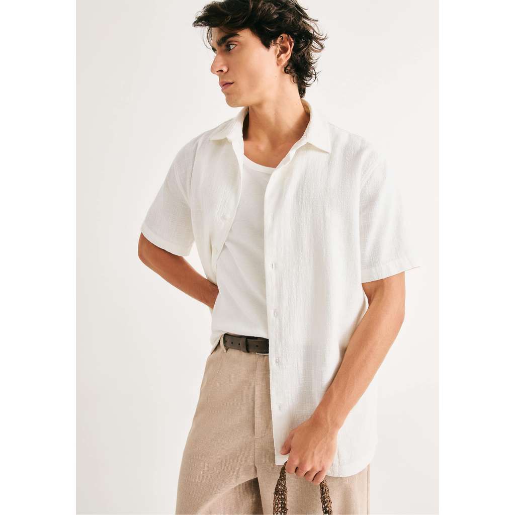 Camisa Masculina Manga Curta Em Algodão