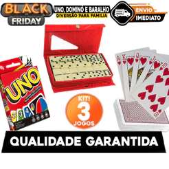KIT 3 Jogos - UNO, Dominó e Baralho
