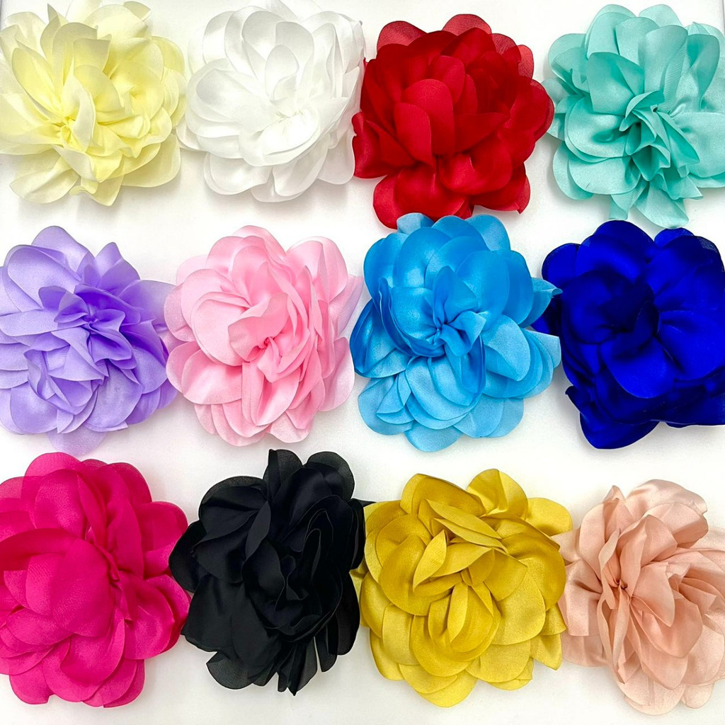 5 - 20 Pcs Aplique Flor De Tecido Poliester P/ Artesanato 10cm