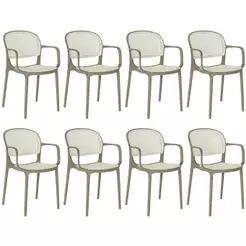 Kit 8 Cadeiras de Jantar Roma Prática com Braços para Sala e Cozinha