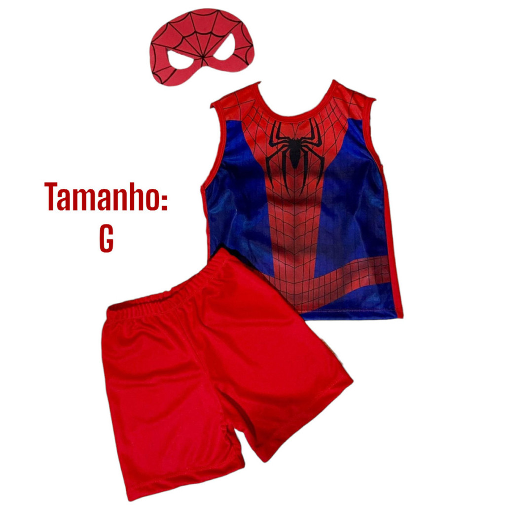 Fantasia Infantil Homem Aranha C Máscara E Short Conjunto Spider-Man Herói Festa Carnaval 🕷️🕸️❤️