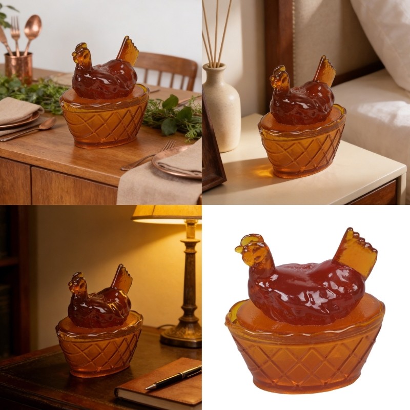 WOOW Resina Galinha Prato De Doces Decorativo Coberto Tigela Com Tampa Forma De Frango Jarra Lanches Para Mulheres Me