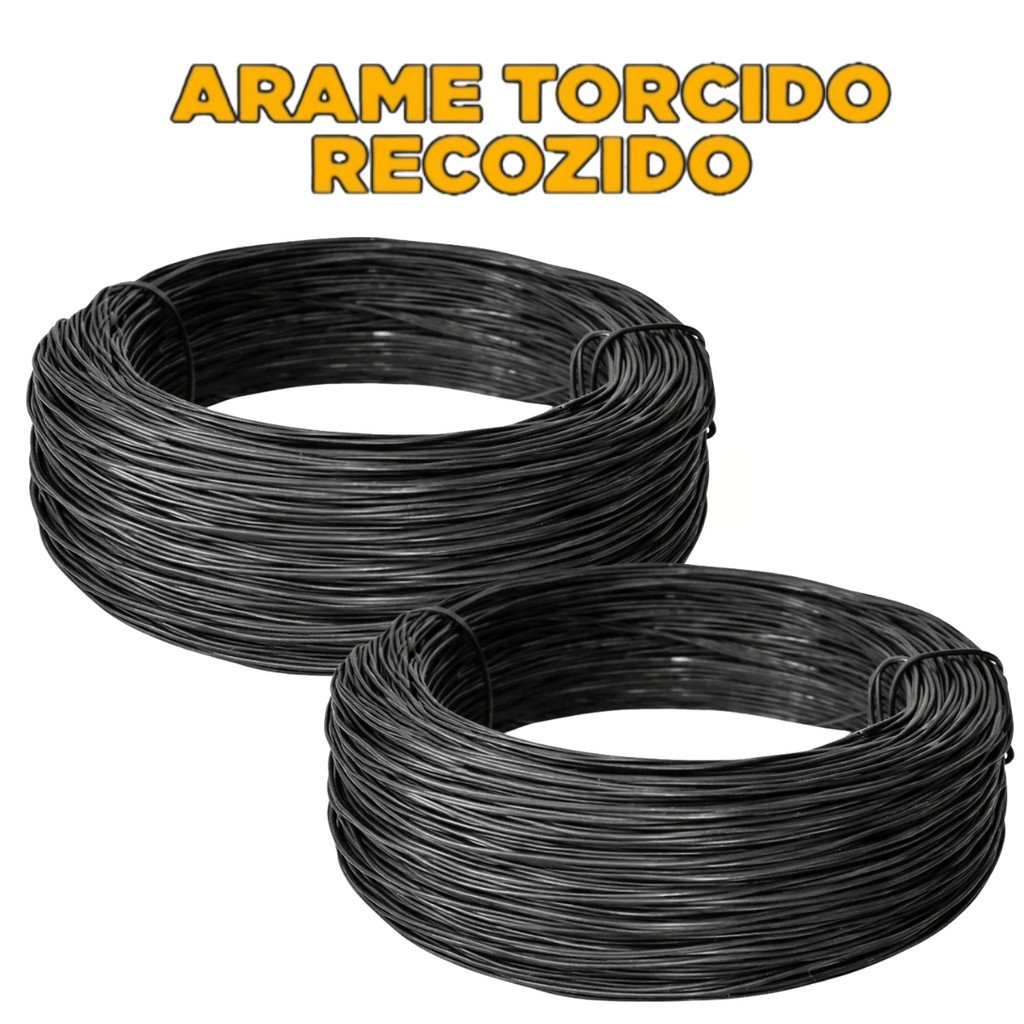 Arame Torcido Recozido duplo Preto BWG 18-1.24mm 1KG Alta Resistência para Amarração Construção Rural
