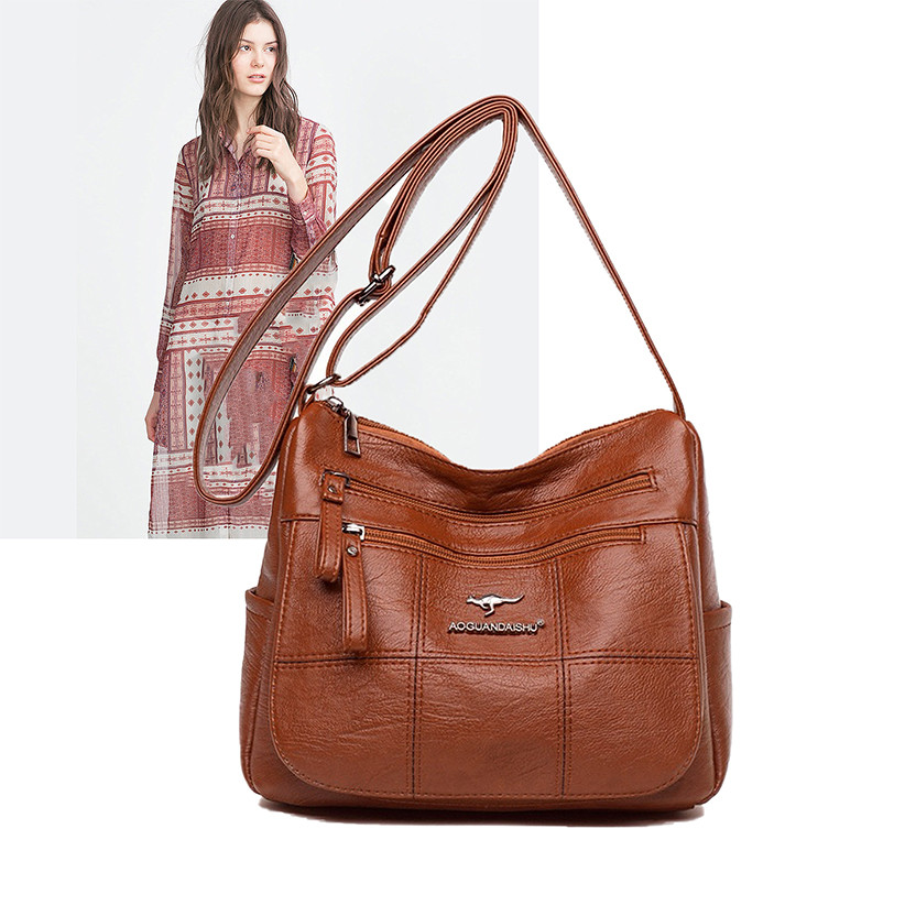 💟Bolsa feminina fashion, de ombro e transversal, de couro em Oferta na Shopee