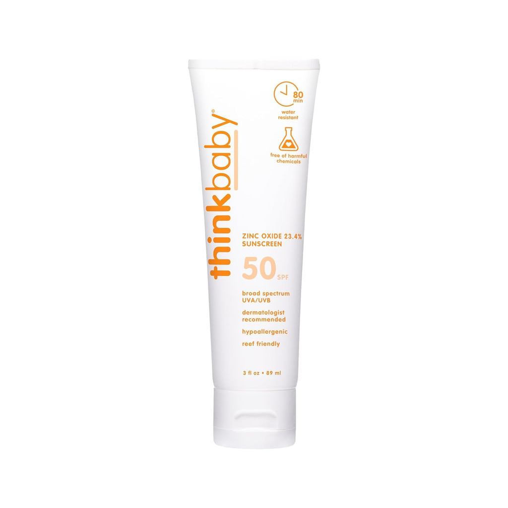 ThinkbabySPF50+Protetor Solar para Bebês, 3Oz.–Seguro, Protetor Solar Mineral para Bebês-Resistente à Água, Proteção Sol