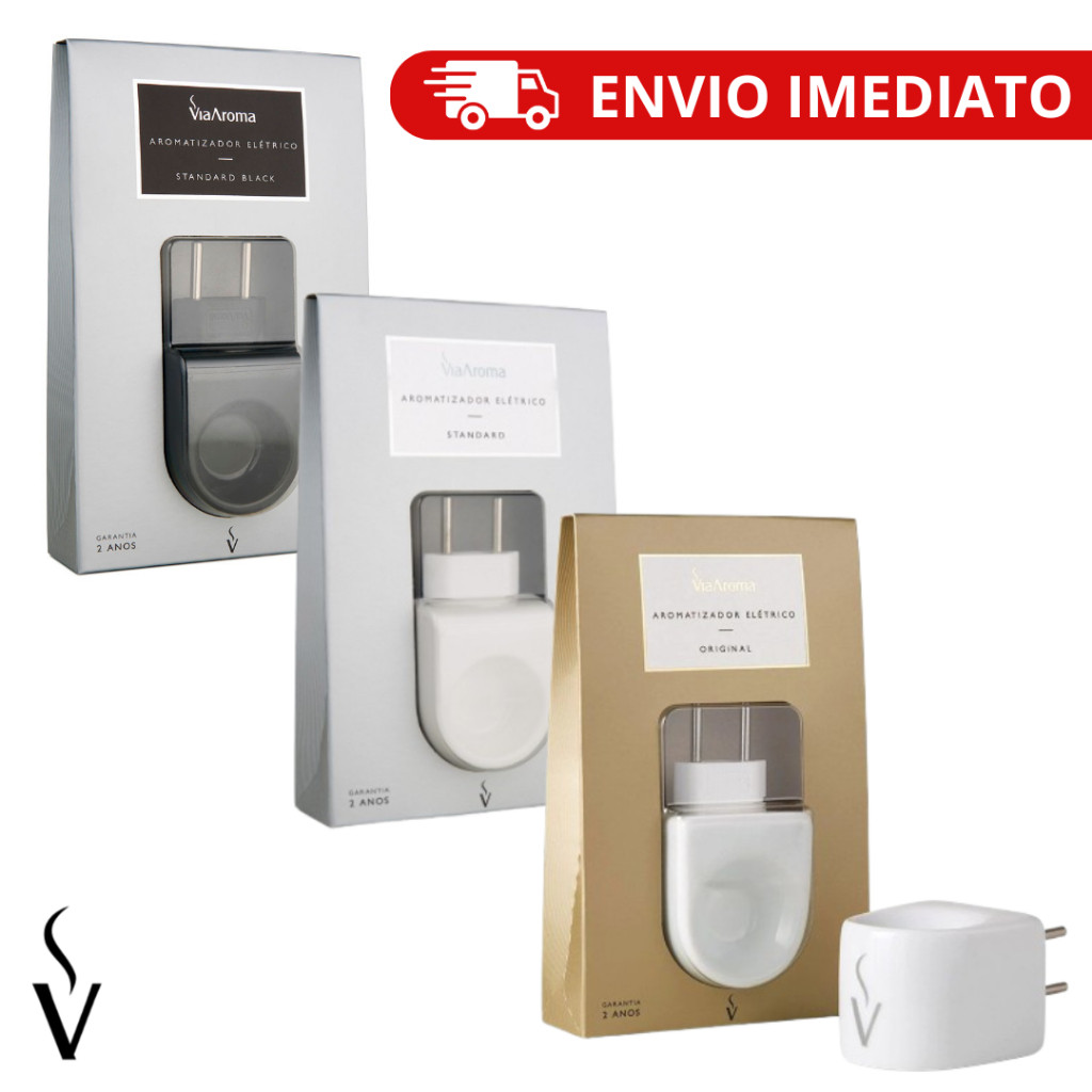 Difusor Aromatizador Elétrico Via Aroma Original Porcelana e Standard Bivolt + Essência