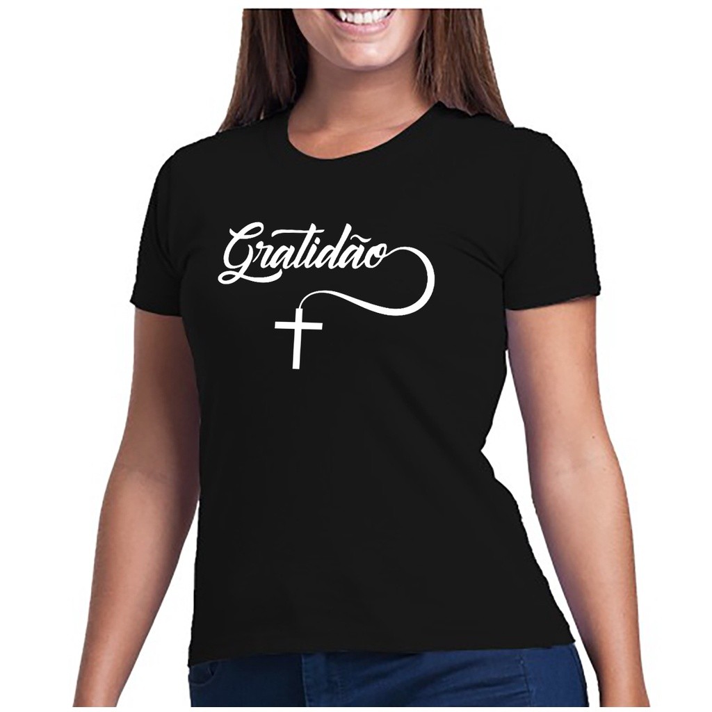 01 Camiseta evangélica Camisa GRATIDÃO moda Cristã Evangélica Malha 100% algodão 31.0 Penteada Envio Rápido
