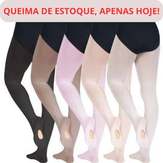 Meia Calça de Ballet Fio 80 Suplex Conversível Adulto ou Infantil, Meia Calça de Ballet S…