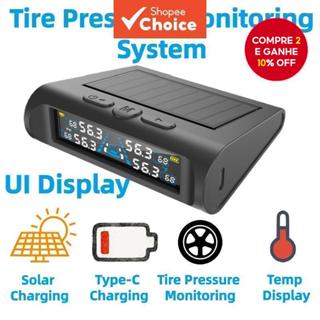 Sistema de Monitoramento de Pressão dos Pneus de Carro T21 TPMS Exibição de Interface Carregamento Solar Sem Fio com 4 em Oferta na Shopee
