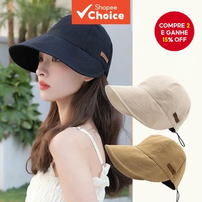 Chapéu De Pescador Estilo Zhao Lusi – Sol Feminino Coreano Com Proteção UV E Aba Grande Para Praia/Casual