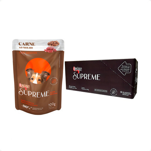1 Caixa Quatree Supreme 18 Sachê Cães Adultos Carne - 100 G