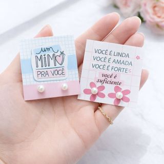 Kit 100, 50 , 20 Pares de Brinco de Perola + tag Mimo para cliente
