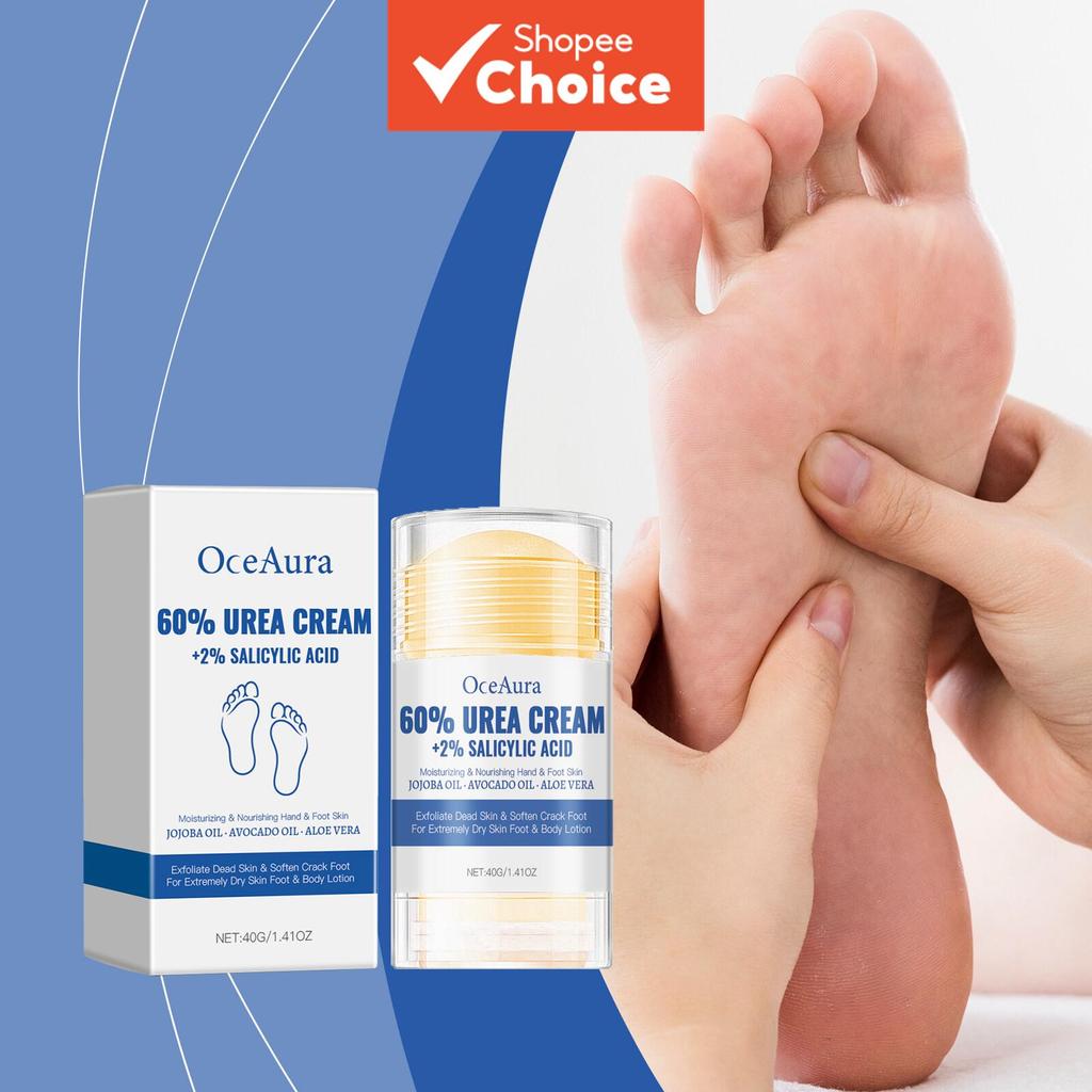 Bastão de Creme de Uréia 60% + Ácido Salicílico 2%, Creme para Reparo de Pés para Calcanhares Secos e Rachados,