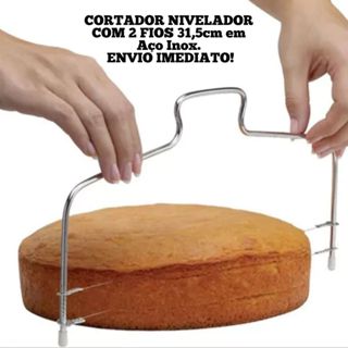 Cortador Fatiador Nivelador De Bolo Com Fio Duplo Ajustável em Aço Inox 31,5cm Profissional 1 ou 2Un em Oferta na Shopee