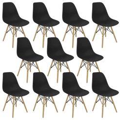 Kit 11 Cadeiras Charles Eames Eiffel Wood Design Varias Cores