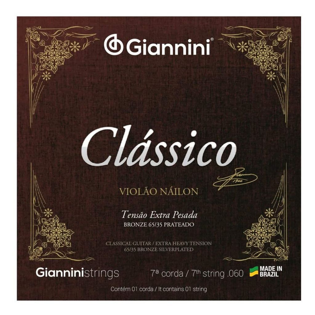Corda Violão Nylon Giannini Clássico GENWXPA-7 7° Corda Bronze Extra Pesado