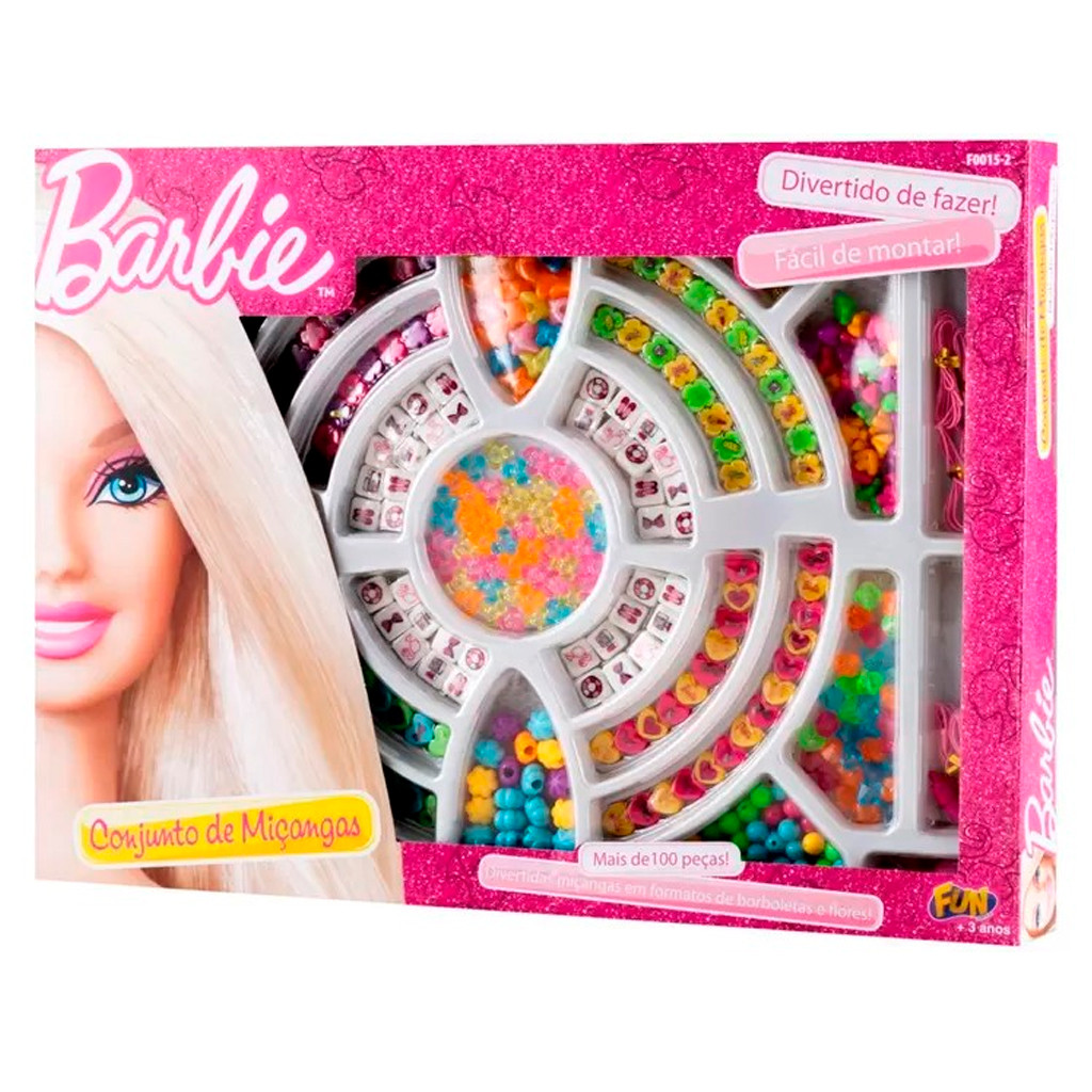 Kit Cojunto de Miçangas Barbie 100 Peças F0015-2 Fun em Oferta na Shopee