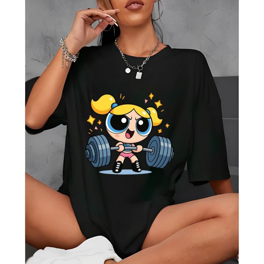 Camiseta Tshirt Oversized 100% Algodão Academia Fitness Gym Treino Musculação Feminina Poderosas