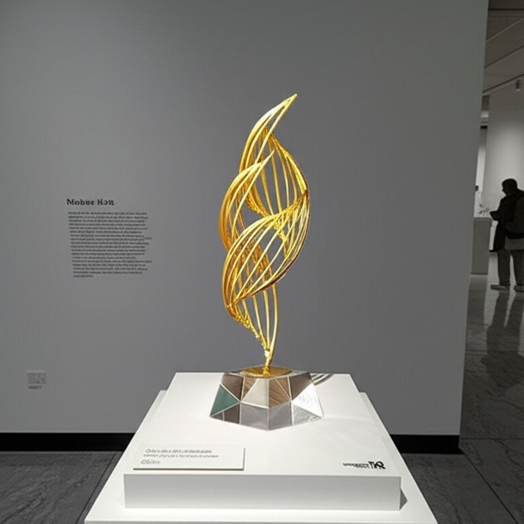 Escultura Decorativa Chama Infinita em Resina Dourada com Base Cristal Arte Moderna e Sofisticada em Oferta na Shopee