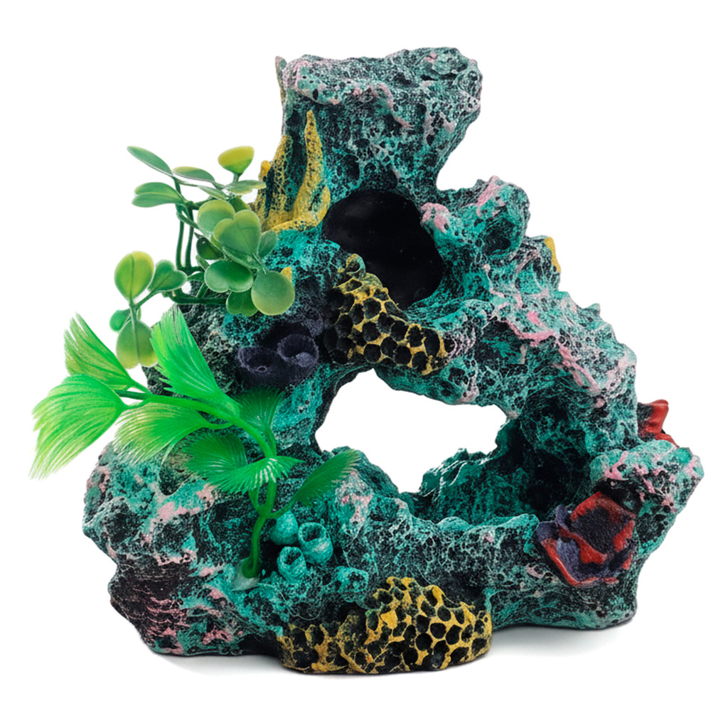 Rocha Decorativa Coral para Aquário em Resina Resistente 15cm Peixes de Pequeno Porte Água Doce ou Salgada