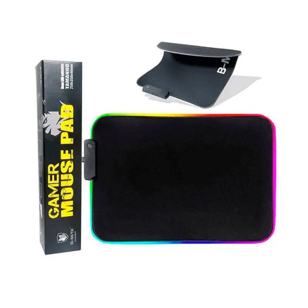Mousepad Gamer RGB Led Grande Antiderrapante Impermeável PC 13 Funções Azul Verde Vermelho Rosa