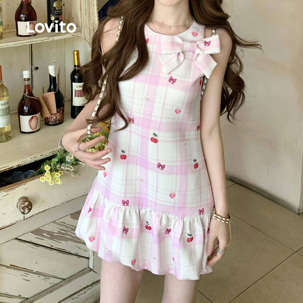 Lovito Vestido Fofo Laço Primavera/verão para Mulheres LK2AD443 em Oferta na Shopee