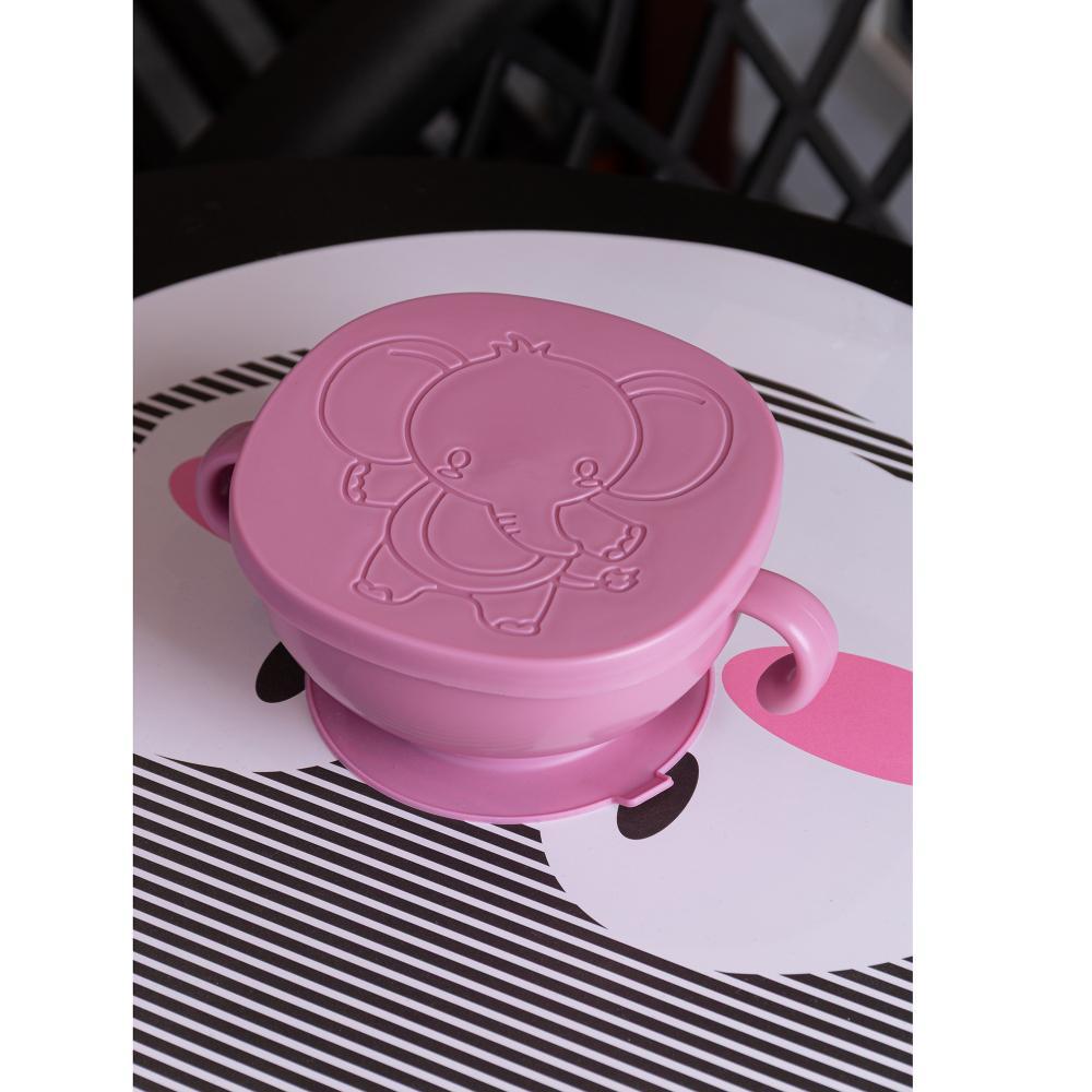 Bowl com Tampa e Ventosa Lyor Baby Elefante Rosa Plástico em Oferta na Shopee
