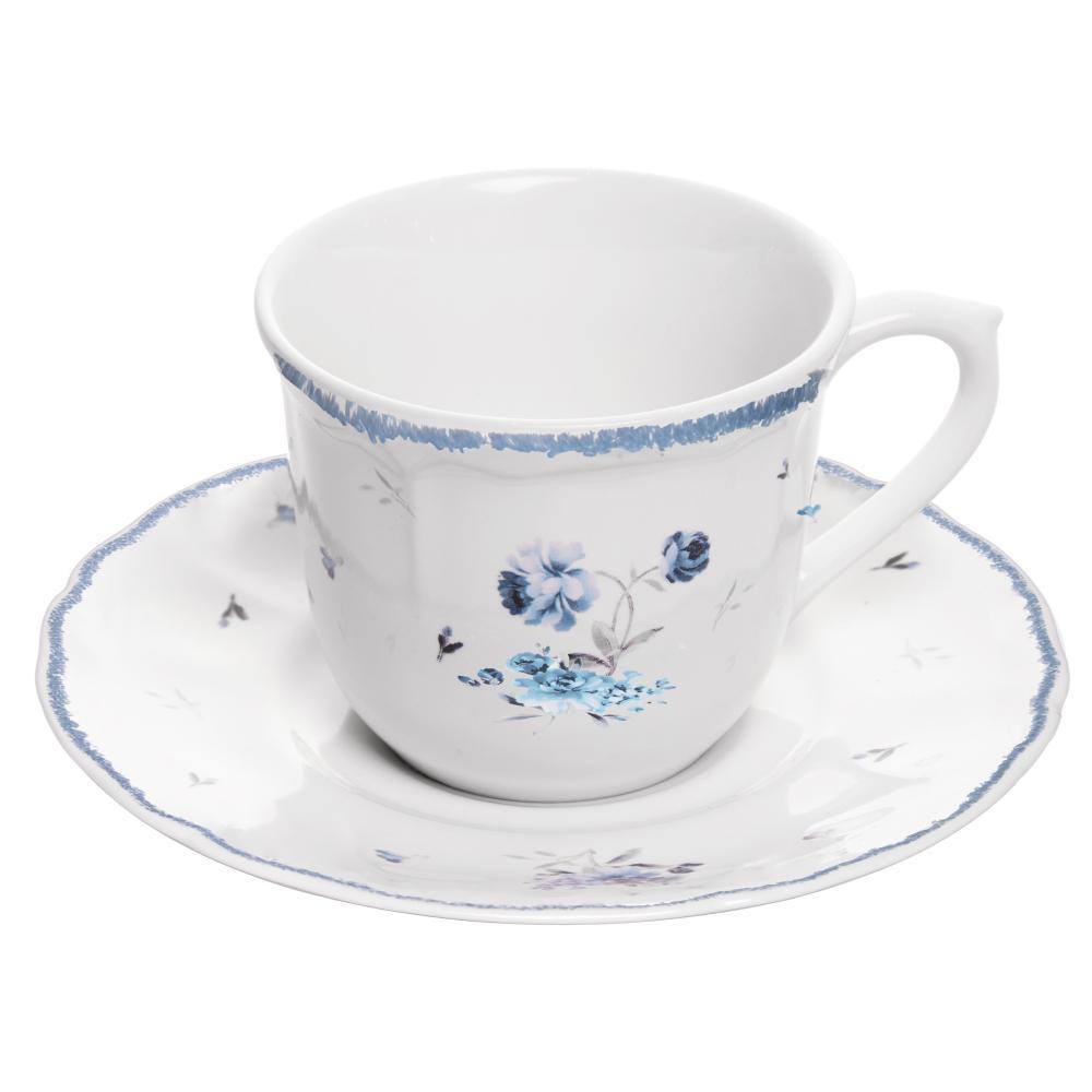 Xícara de Chá com Pires Wolff Florescer 200ml Azul Cerâmica em Oferta na Shopee