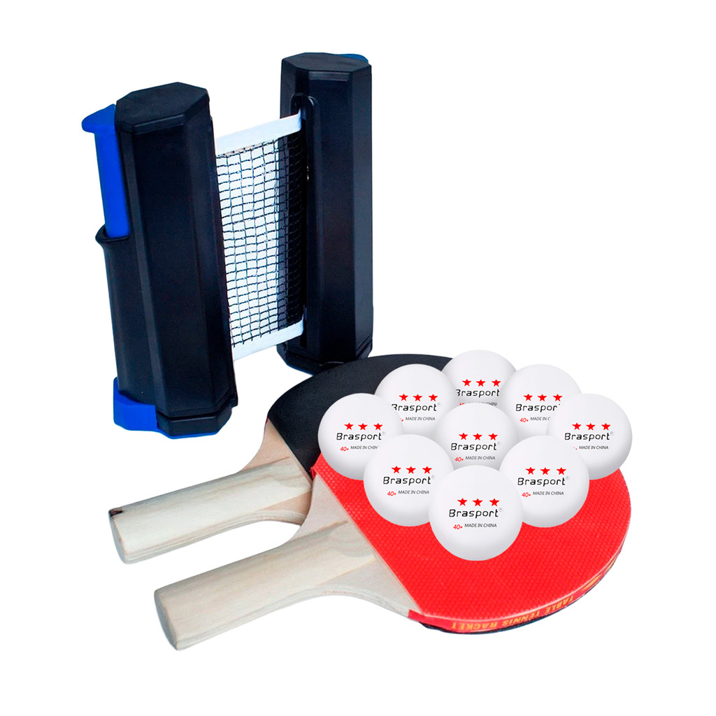Kit Ping Pong 2 Raquetes Rede Retrátil Extensível 1,80m + 9 Bolinhas Profissional Completo