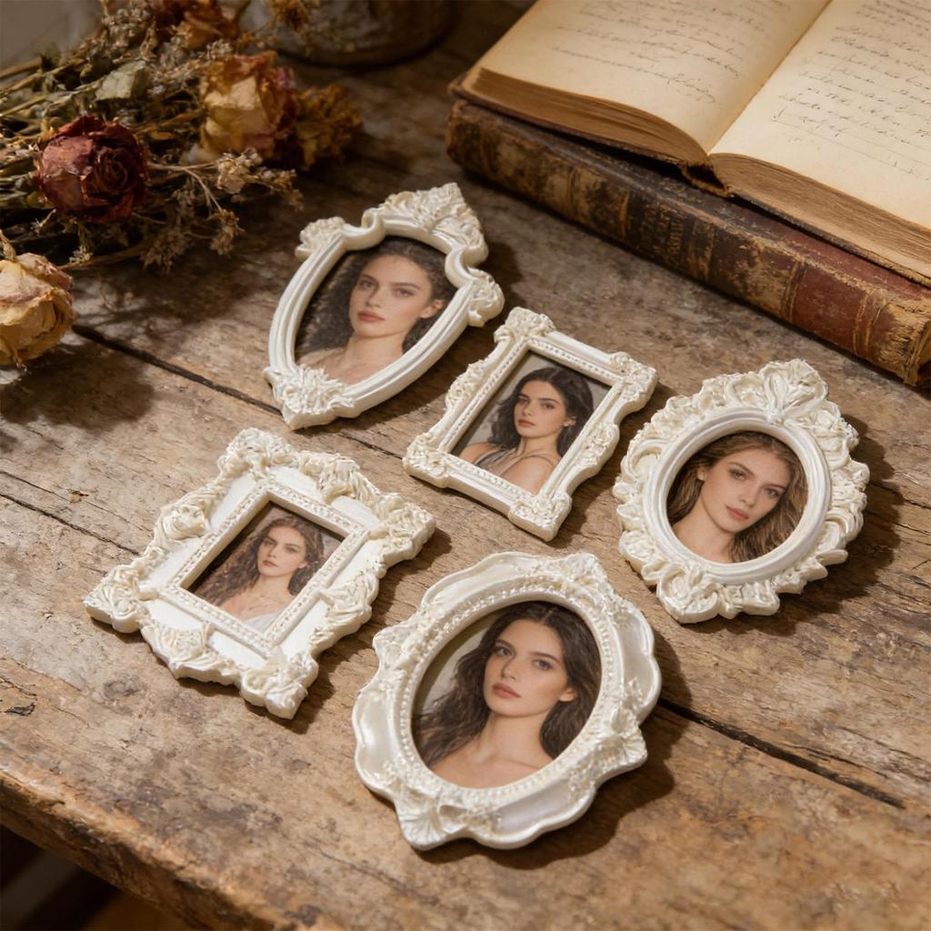 5 Peças Antigo Mini Molduras De Mesa Pequena Moldura De Exibição Fotografia Foto Para Jóias DIY E Arte Do Prego Vitrine