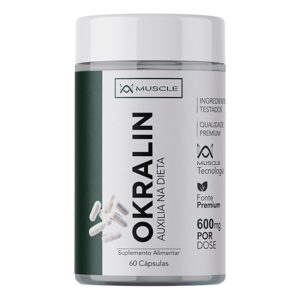 Okralin Muscle 600mg 60 Cápsulas Suplemento Alimentar Sem Sabor