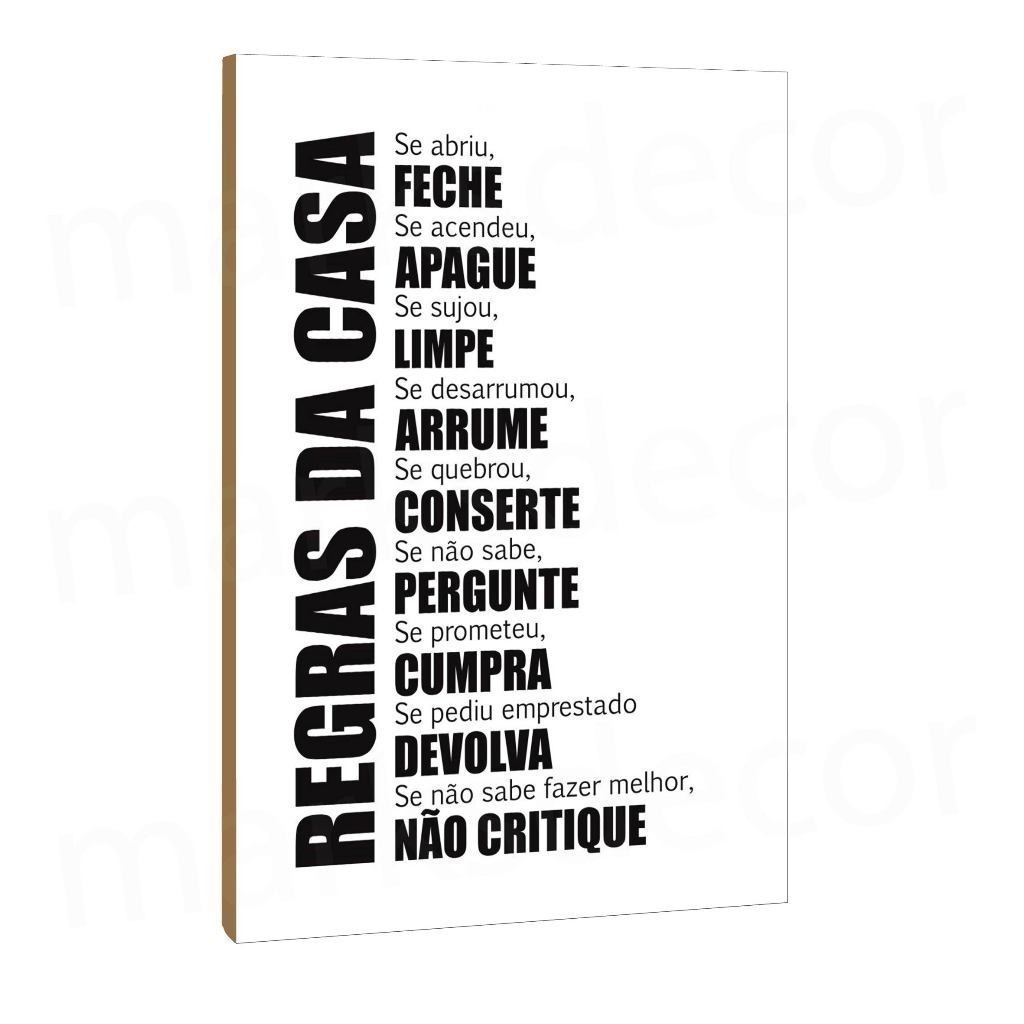 Quadro Decorativo Regras Para Casa Sala Quarto Decoração Cozinha em Oferta na Shopee