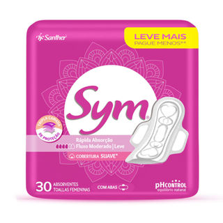 Absorvente Sym Regular Suave Com Abas 30 Unidades em Oferta na Shopee