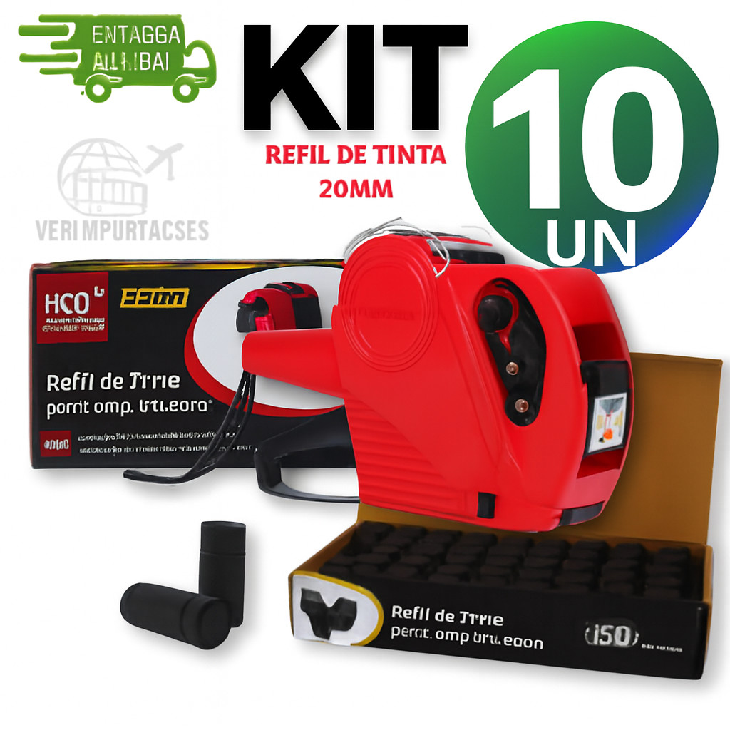 Kit 10 Refil De Tinta Para Etiquetadora Tinteiro Rolete 20mm -  Aplicador de Preço Universalal em Oferta na Shopee