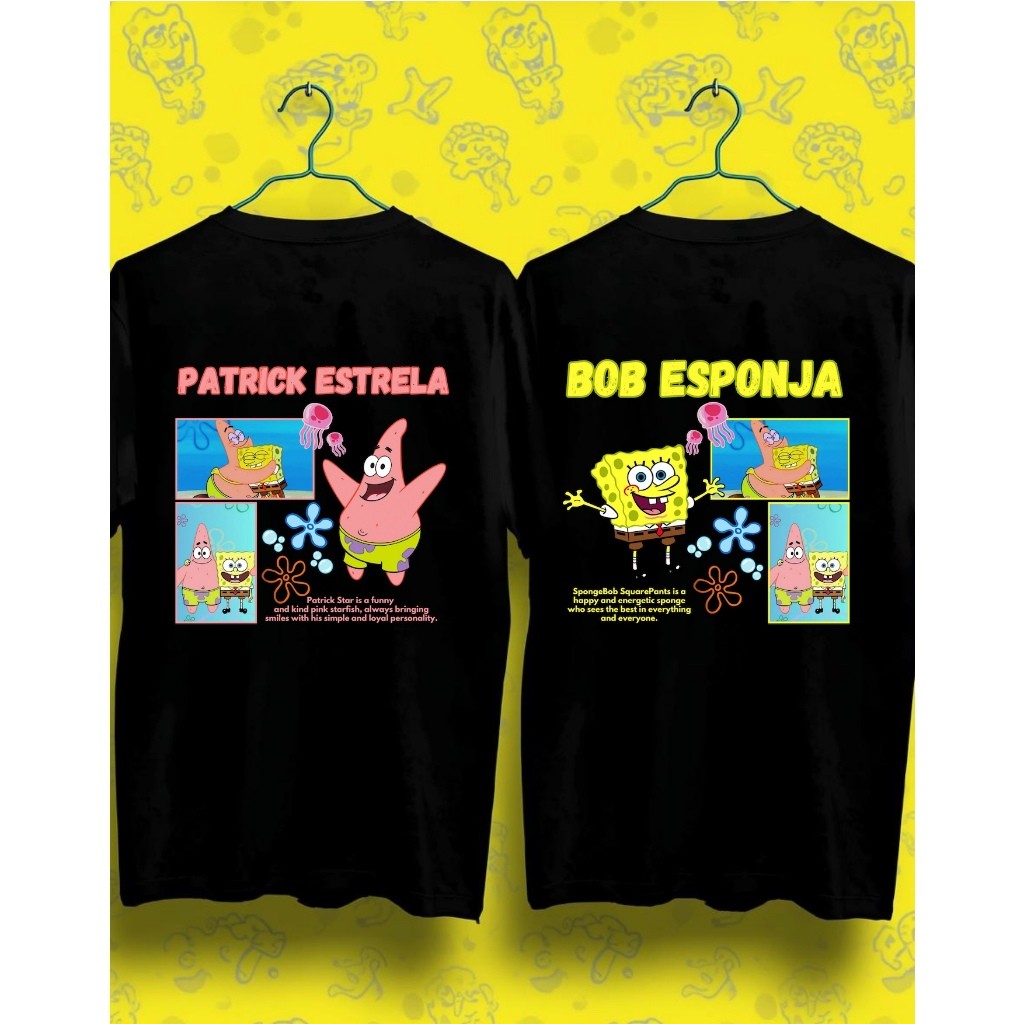 Kit 2 Camisetas Casal Bob Esponja e Patrick Estrela Lançamento Novo Filme 2026 100% Algodão