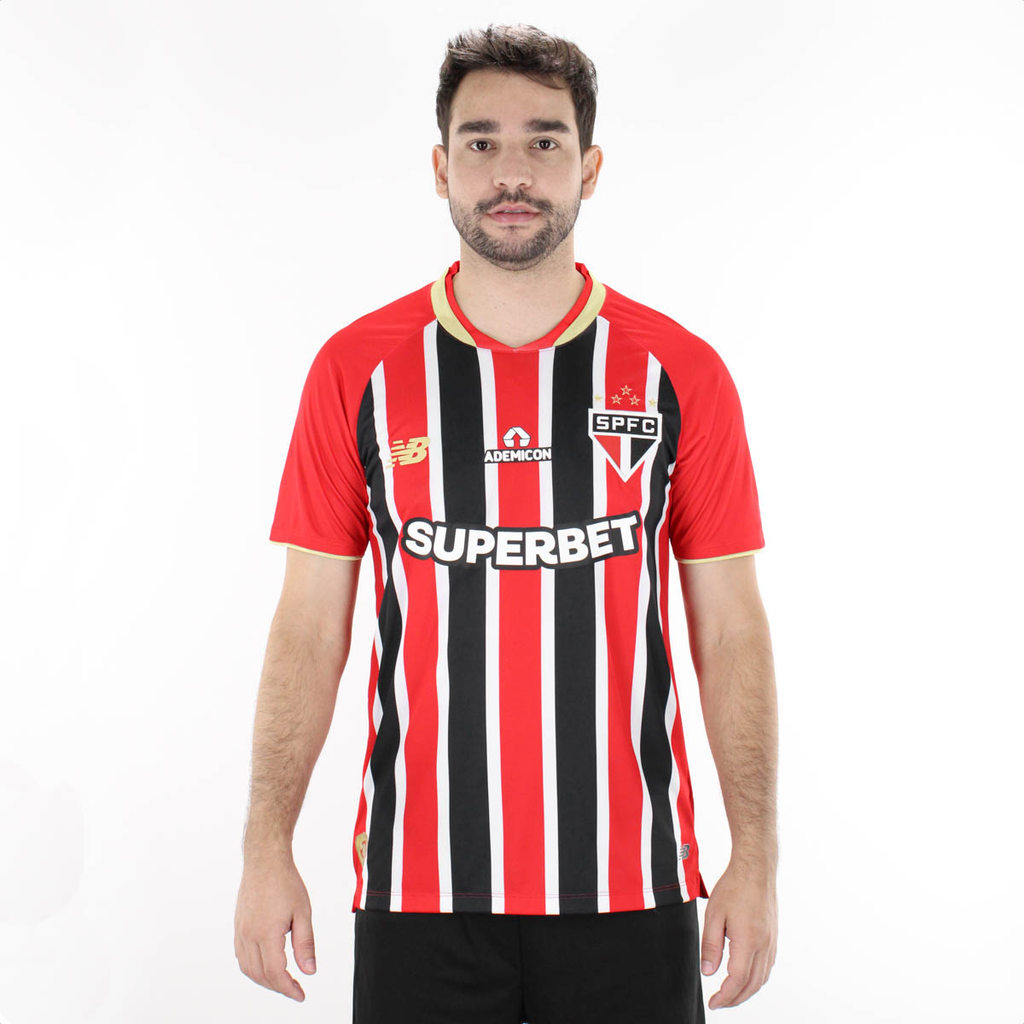 Camiseta de Time New Balance São Paulo Torcedor Away 2025 Vermelho - Masculino em Oferta na Shopee