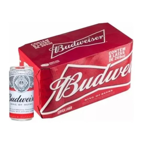 CERVEJA BUDWEISER LATA 269ML PACK COM 8 UN em Oferta na Shopee
