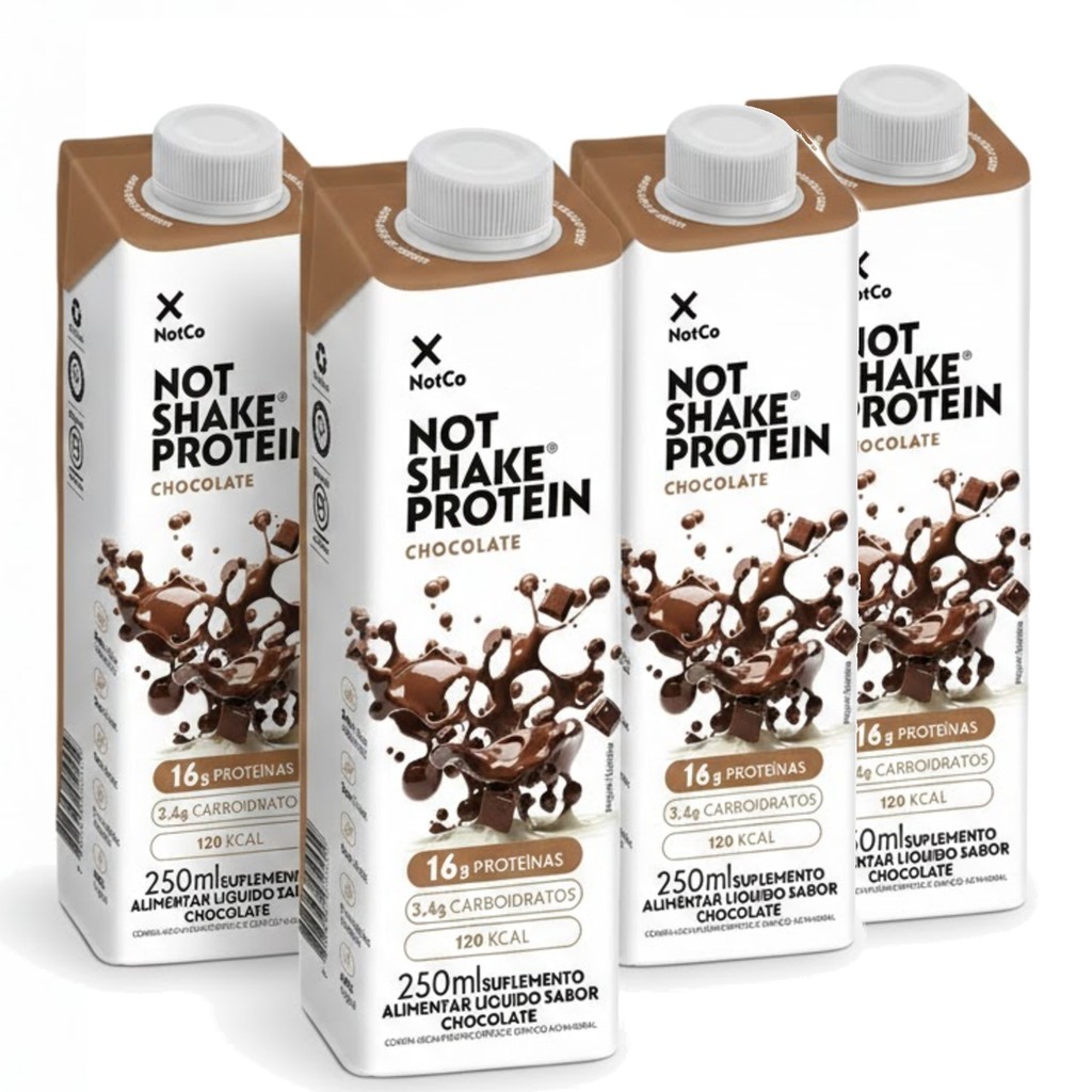 Kit 4 Suplemento NOT SHAKE Protein 16g Chocolate 250ml
