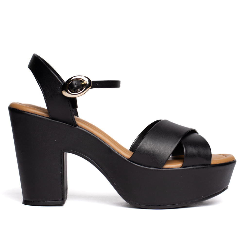 Sandália Feminina Bebecê Meia Pata Tiras Largas Preto em Oferta na Shopee