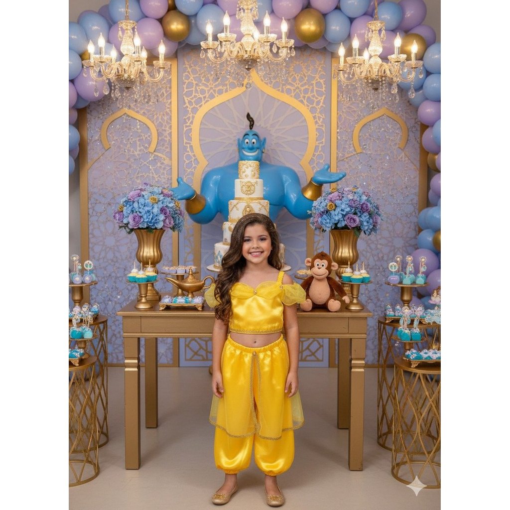 Fantasia infantil Jasmine Amarela Modelo 2 Princesa