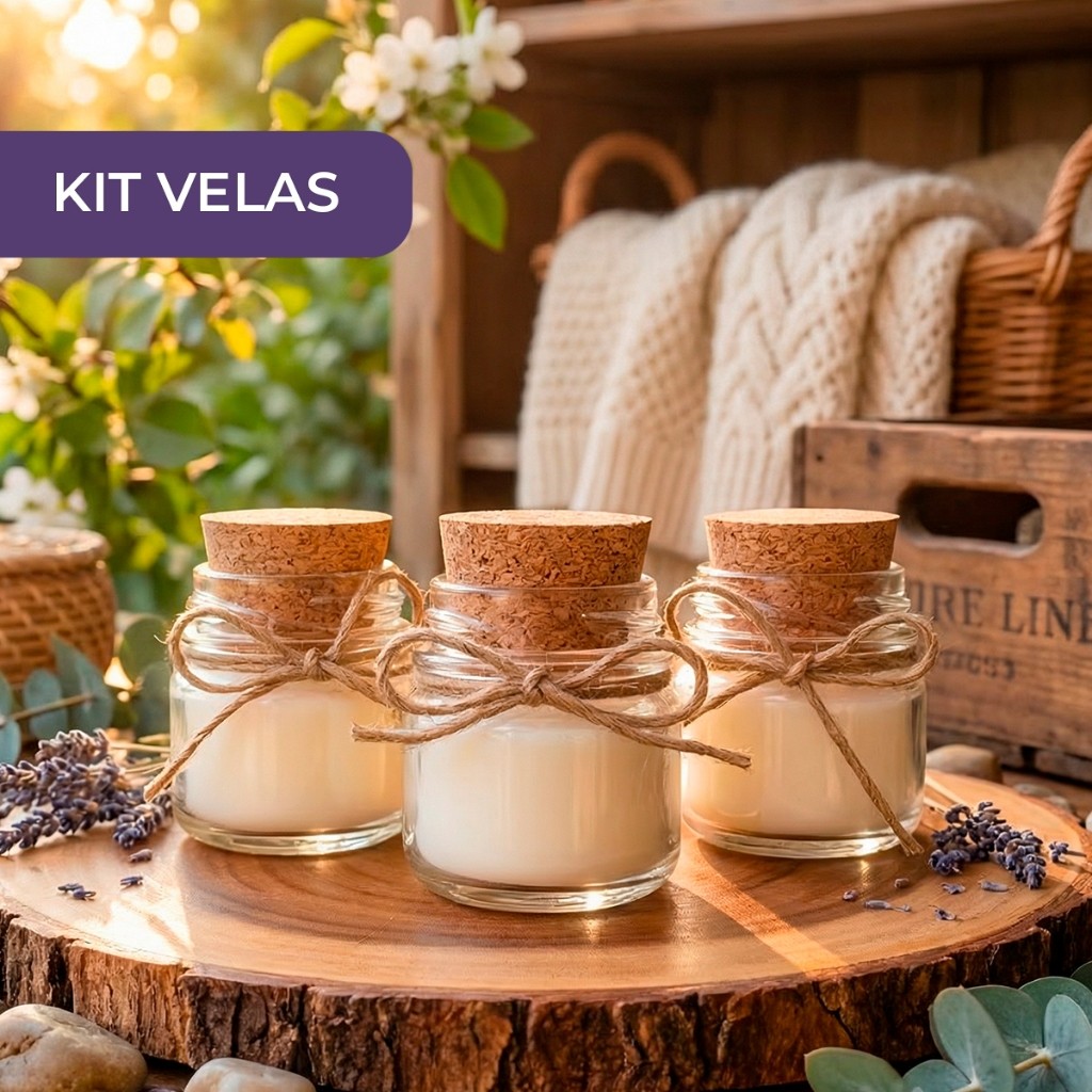 Kit Velas 10/6/2 Aromatica Cera de Coco Lembrancinhas Perfumadas batizado Casamento - tampa de rolha