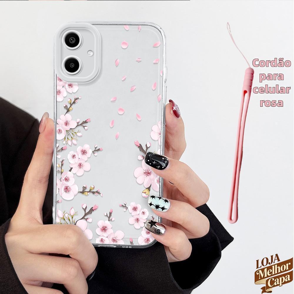 Capinha Flor Transparente TPU Capa De Celular Para Case Samsung Galaxy A06 Normal Anti-Impacto Telefone Capas 0014 TSY